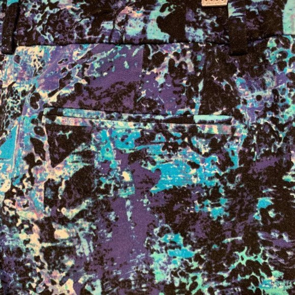 MOSSIMO Stretch Extensible Blue Burst Colors Crop Pants Size 12 - Picture 8 of 8